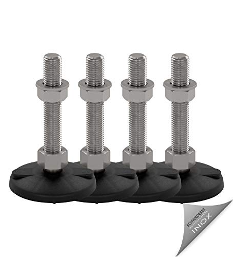 Schwaderer Maschinenfüße/Stellfüße/Nivelllierfüße/Gelenkfüße, höhenverstellbar KFEB 100 (M12x80), Ø 99mm, 4er-Set, Gewinde M12, Länge 80mm, Kunststoff/Edelstahl, Gewinde von M8-M30 von Schwaderer GmbH