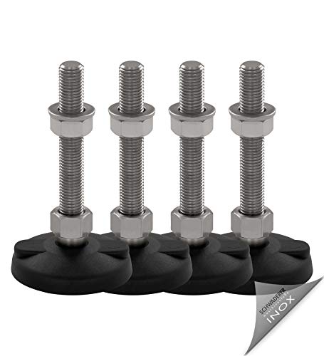 Schwaderer Maschinenfüße/Stellfüße/Nivelllierfüße/Gelenkfüße, höhenverstellbar KFEB 80 (M10x50), Ø 79mm, 4er-Set, Gewinde M10, Länge 50mm, Kunststoff/Edelstahl, Gewinde von M8-M30 von Schwaderer GmbH