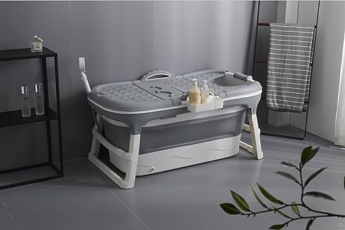 Faltbare Badewanne für Erwachsene, Outdoor-Eisbad, die bequemste Wahl für das Familienbad, 117 x 62 x 55 cm, grau Version ohne Deckel (117Grey) von Schwänlein