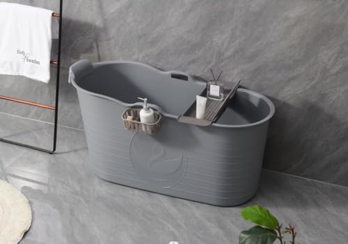 Mobile Badewanne für Erwachsene XL Ideal für das kleines Badezimmer 120 * 53 * 62cm Stylisch und Stimmungsvoll (Grau) von Schwänlein
