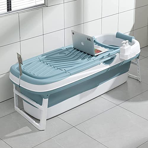 Schwänlein® Faltbare Badewanne Erwachsene 158x64x54cm | Klappbare mobile Badewanne ideal für kleine Badezimmer | foldable bathtub | tragbare Klappbadewanne zum Aufstellen blau von Schwänlein