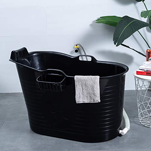 Schwänlein® Mobile Badewanne, Ideal für das kleines Badezimmer 97x55x63cm Stylisch und Stimmungsvoll (Schwarz) von Schwänlein