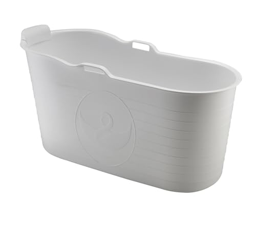Schwänlein® Mobile Badewanne für Erwachsene XL Ideal für das kleines Badezimmer 123 * 53 * 63cm Stylisch und Stimmungsvoll (Weiß) von Schwänlein