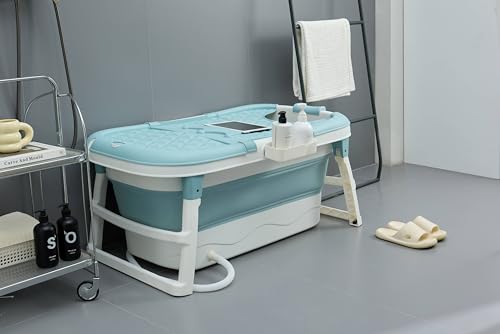 Schwänlein Faltbare Badewanne für Erwachsene, ideal für kleine Bäder,praktisch und tragbar 117 x 62 x 55 cm, Blau von Schwänlein