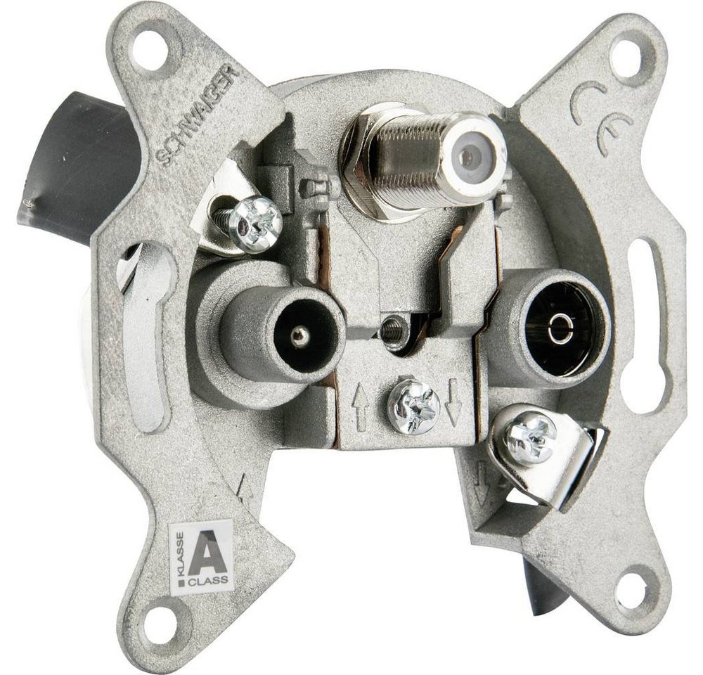 Schwaiger Antennensteckdose Einzel- oder Stichleitungsdose (2.5 dB) im Set DSE950531, verlängerte F-Buchse von Schwaiger