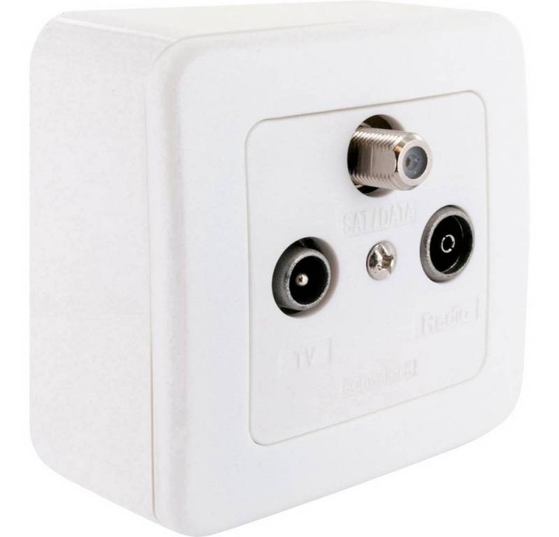 Schwaiger Antennensteckdose Multimedia Durchgangsdose (8 dB) im Set mit Abdeckrahmen RDS908531, verlängerte F-Buchse von Schwaiger