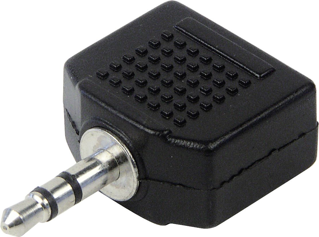 Schwaiger Audio Adapter KHA4080 533 Klinke Stecker Buchse schwarz, 1 x 3,5mm Klinken Stecker / 2 x 3 von Schwaiger