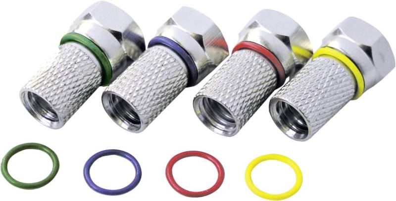 Schwaiger F Stecker FSTFR7004 531 4x F Aufdrehstecker mit Farbringen für Kabel mit 7mm Durchmesser von Schwaiger