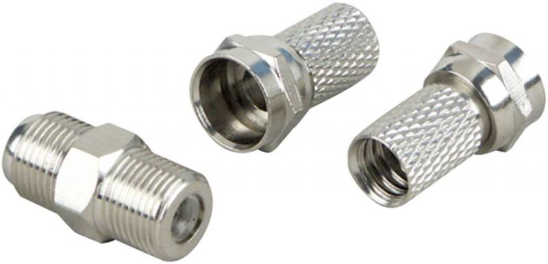 Schwaiger Koaxial Kabelverbinder Set KVBS70 531 1x F Verbinder + 2x F Stecker für Kabel mit 7mm Durc von Schwaiger