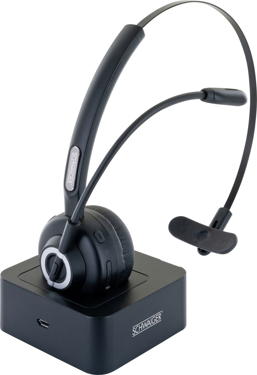 Schwaiger Mono Headset Bluetooth kabellos, Ladestation, 2x USB 2.0 Micro-B, schwarz von Schwaiger