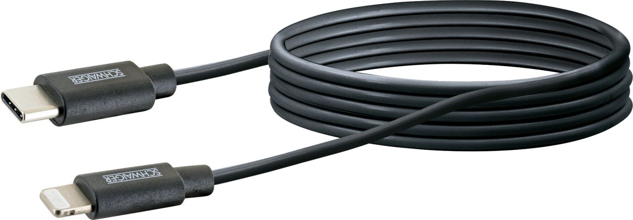 Schwaiger Sync und Ladekabel Apple Lightning USB Type C, schwarz, 2 m von Schwaiger