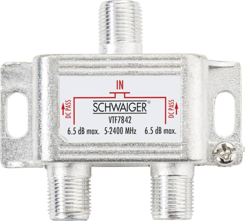 Schwaiger Verteiler VTF7842 531 4-fach 1x F Buchse auf 2x F Buchse, Dämpfung max. 6,5dB von Schwaiger