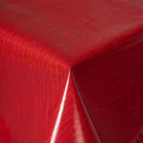 Home Produktbild Wachstuch Tischdecke Gartentischdecke Maldecke Basteldecke PVC abwaschbar Tischwäsche einfarbig mit Leinenstruktur Baku (Rot, 130x260 cm eckig) von Schwar Textilien