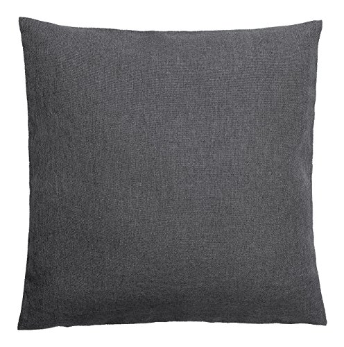 Kissenbezug Kissenhülle 2 Stück 40x40 50x50 40x60 Leinen Optik einfarbig Deko Farbe Anthrazit Größe 40x40 2erPack von Schwar Textilien