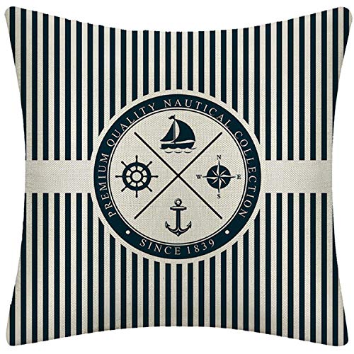 Kissenhülle Kissenbezug Maritim 45x45 cm Dekokissen Nautic Anker Schiff Bedruckt Muster 5-YF001-58 von Schwar Textilien