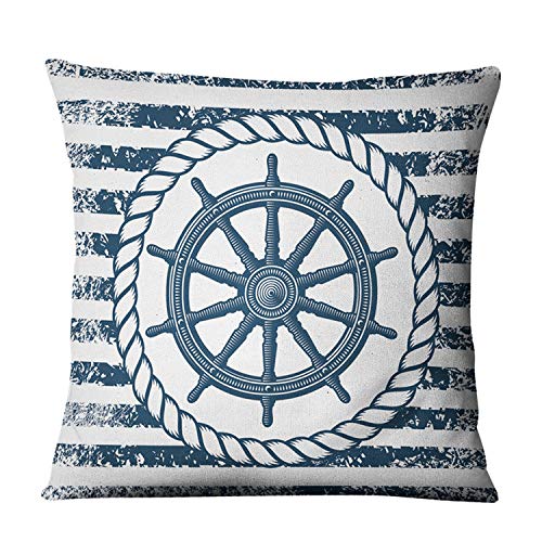 Kissenhülle Kissenbezug Maritim 45x45 cm Dekokissen Nautic Anker Schiff Bedruckt Muster 6-YF001-45 von Schwar Textilien