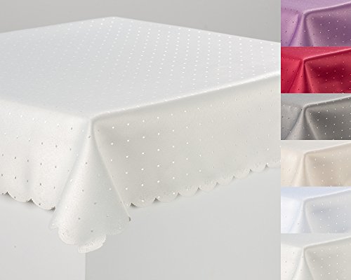 Tischdecke Tischtuch Tafeldecke DAMAST Punkte Fleckversiegelt Gastronomie Farbe Champagner Maße 110x180 eckig von Schwar Textilien