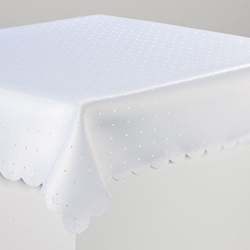 Schwar Textilien Tischdecke Tischtuch Tafeldecke DAMAST Punkte Fleckversiegelt Gastronomie Farbe Weiß Maße 130x300 oval von Schwar Textilien