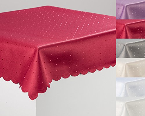 Schwar Textilien Tischdecke Tischtuch Tafeldecke DAMAST Punkte Fleckversiegelt Gastronomie Farbe Rot Maße 130x160 eckig von Schwar Textilien