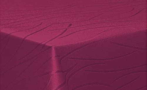 Tischdecke Decke Streifen Fleckversiegelt DAMAST in 12 und 5 Größen in TOP Qualität (90x90 cm eckig, Bordeaux) von Schwar Textilien