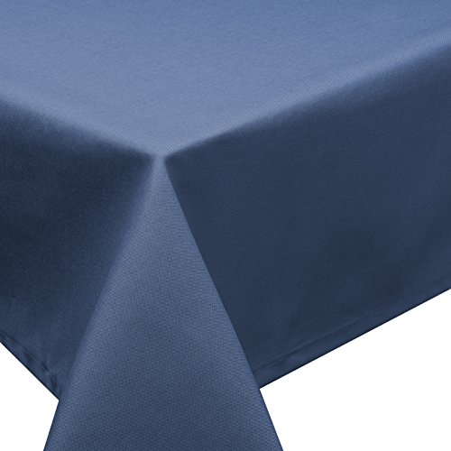 Tischdecke Fleckschutz LOTUS Effekt Garten LEINEN Optik bügelfrei abwaschbar uni Farbe Blau Größe eckig 130x220 cm von Schwar Textilien