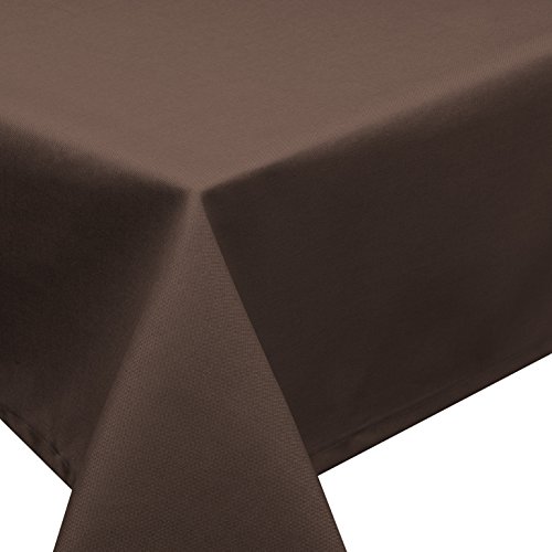 Tischdecke Fleckschutz LOTUS Effekt Garten LEINEN Optik bügelfrei abwaschbar uni Farbe Braun Größe rund 160 cm von Schwar Textilien