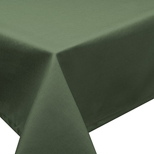 Tischdecke Fleckschutz LOTUS Effekt Garten LEINEN Optik bügelfrei abwaschbar uni Farbe Dunkelgrün Größe eckig 110x140 cm von Schwar Textilien