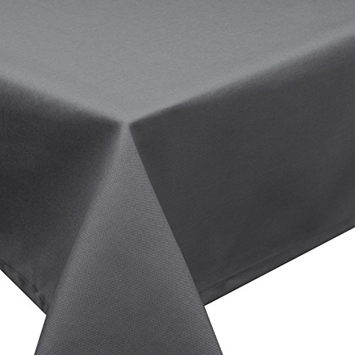 Tischdecke Fleckschutz Lotus Effekt Garten LEINEN Optik bügelfrei abwaschbar Uni Farbe Anthrazit Größe eckig 130x260 cm von Schwar Textilien