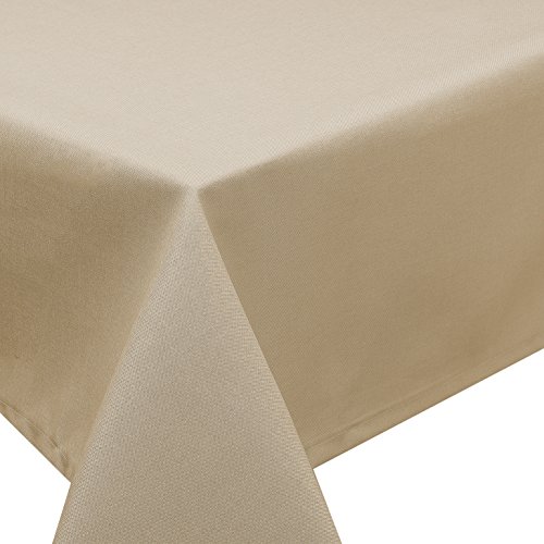 Tischdecke Fleckschutz Lotus Effekt Garten LEINEN Optik bügelfrei abwaschbar Uni Farbe Sand Größe eckig 130x160 cm von Schwar Textilien