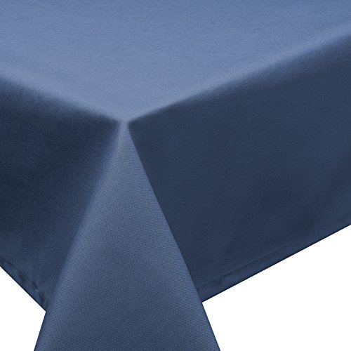 Tischdecke Fleckschutz LOTUS Effekt Garten LEINEN Optik bügelfrei abwaschbar uni Farbe Blau Größe oval 160x220 cm von Schwar Textilien