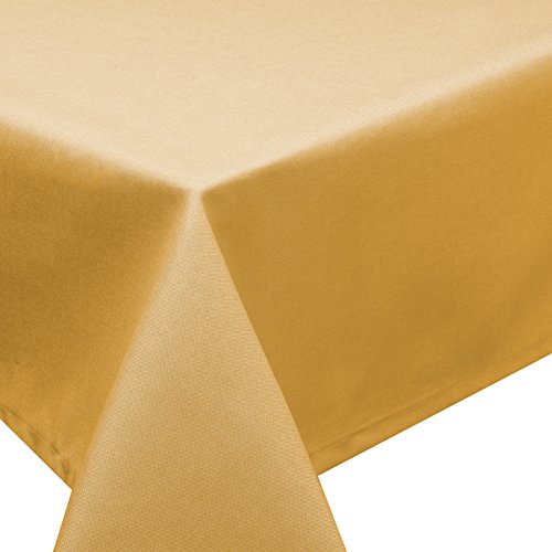 Tischdecke Fleckschutz LOTUS Effekt Garten LEINEN Optik bügelfrei abwaschbar uni Farbe Gelb Größe eckig 130x160 cm von Schwar Textilien