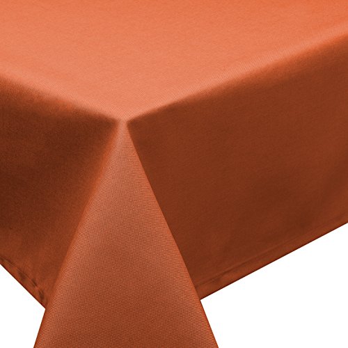 Tischdecke Fleckschutz LOTUS Effekt Garten LEINEN Optik bügelfrei abwaschbar uni Farbe Terra Größe eckig 130x220 cm von Schwar Textilien