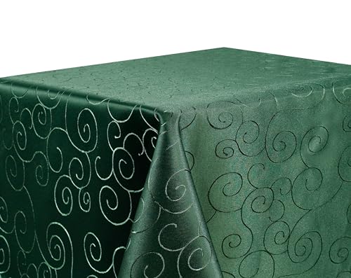 Tischdecke Tafeldecke DAMAST Ornamente Kringel Tischtuch mit Seidenglanz Fleck abweisend pflegeleicht schnelltrocknend 13 Farben (Dunkelgrün, 130x260 cm) von Schwar Textilien
