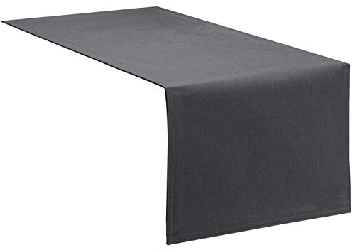 Tischläufer Tischband Fleckschutz LOTUS Effekt LEINEN Optik bügelfrei abwaschbar Farbe Anthrazit Größe 40x100 cm von Schwar Textilien