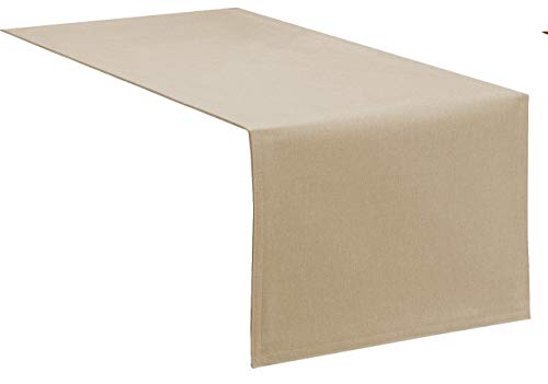 Tischläufer Tischband Fleckschutz LOTUS Effekt LEINEN Optik bügelfrei abwaschbar Farbe Sand Größe 40x140 cm von Schwar Textilien