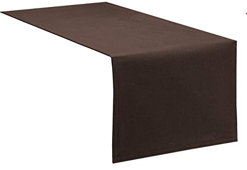 Tischläufer Tischband Fleckschutz LOTUS Effekt LEINEN Optik bügelfrei abwaschbar Farbe Braun Größe 40x100 cm von Schwar Textilien
