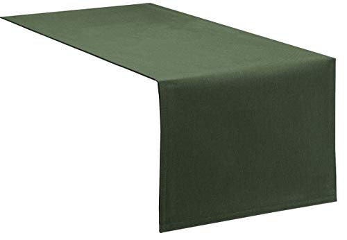 Tischläufer Tischband Fleckschutz LOTUS Effekt LEINEN Optik bügelfrei abwaschbar Farbe Dunkelgrün Größe 33x160 cm von Schwar Textilien