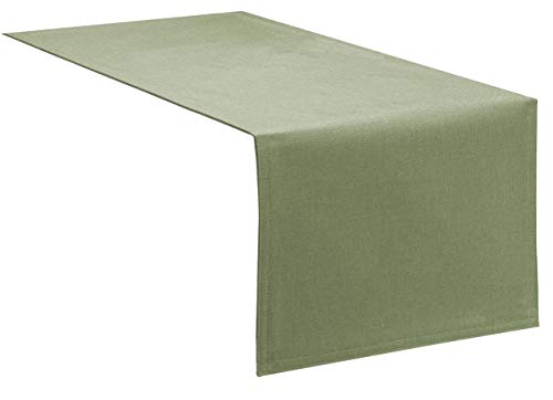 Tischläufer Tischband Fleckschutz LOTUS Effekt LEINEN Optik bügelfrei abwaschbar Farbe Hellgrün Größe 33x160 cm von Schwar Textilien