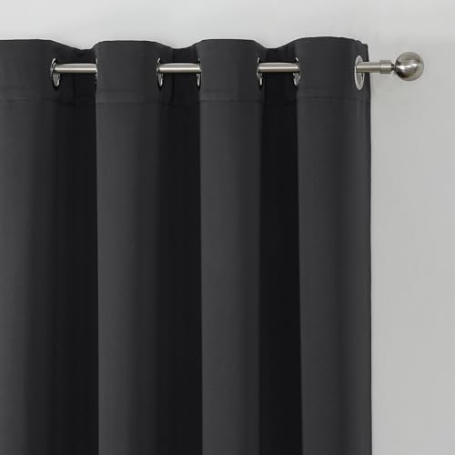 Vorhang Kräuselband Ösen Schlaufe verdunkelung Thermo Gardine 3 Größen 11 Farben (140 x 225 cm, anthrazit - Ösen) von Schwar Textilien