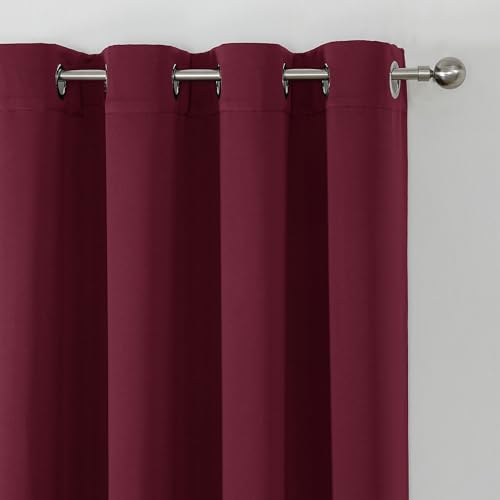 Vorhang Kräuselband Ösen Schlaufe Verdunkelung Thermo Gardine Blickdicht Farbe Bordeaux Größe 300x245cm Aufhängungen Ösen von Schwar Textilien