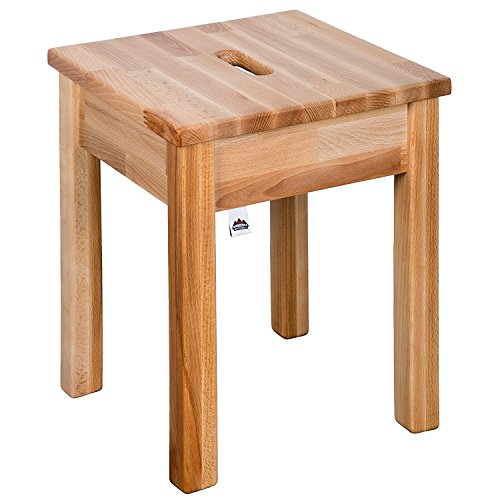 Schwarzwald Massivholz Staboos Hocker DOC Buche Natur geölt mit Eingriff, 35 x 35 x 45 cm, bis 120 kg von Schwarzwald Massivholz