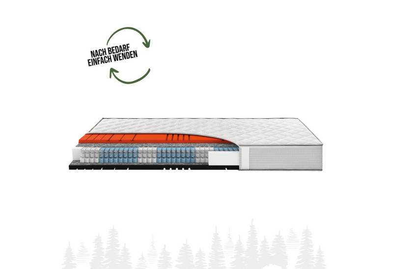 Taschenfederkernmatratze 7-Zonen-Taschenfederkern- Matratze mit Wendefunktion und Komforthöhe, Schwarzwaldmarie, 24 cm hoch, Klimaregulierung, ergonomisch und atmungsaktiv von Schwarzwaldmarie