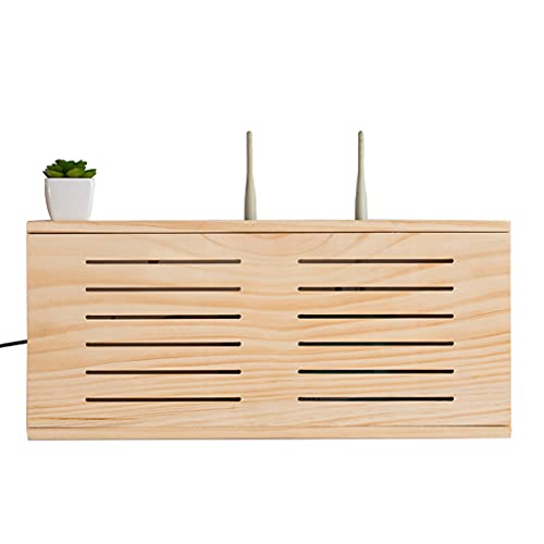 Schweberegale Router Aufbewahrungsbox an der Wand montiert Top-Box Abschirmbox elektrische Box Dekoration Box Aufbewahrungsbox Aufbewahrungsbox frei Stanzen (49x22x8CM, Wood Color) von Schweberegale