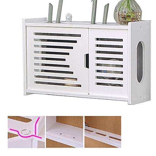 Schweberegale Router Regal WLAN-Aufbewahrungsbox STB-Speicher Multifunktionsregal Desktop-Speicher Kostenlose Lochwandhalterung Wandschmuck Wohnzimmer TV Wand (Color : Weiß, Size : 39 * 12 * 24cm) von Schweberegale