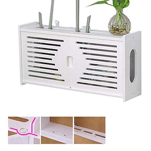 Schweberegale Router Regal WLAN-Aufbewahrungsbox STB-Speicher Multifunktionsregal Desktop-Speicher Kostenlose Lochwandhalterung Wandschmuck Wohnzimmer TV Wand (Color : Weiß, Size : 48 * 12 * 24cm) von Schweberegale