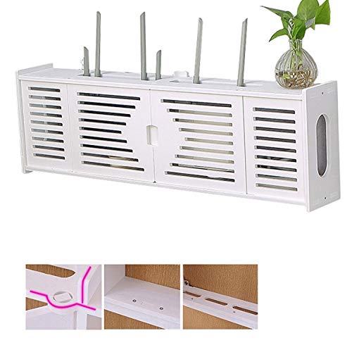 Schweberegale Router Regal WLAN-Aufbewahrungsbox STB-Speicher Multifunktionsregal Desktop-Speicher Kostenlose Lochwandhalterung Wandschmuck Wohnzimmer TV Wand (Color : Weiß, Size : 76 * 12 * 24cm) von Schweberegale