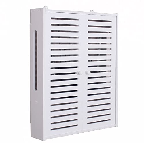 Wandmontierte Routerhalterung Schwimmende Regale WiFi Aufbewahrungsbox Hider Router Rack Desktop Aufbewahrungsbox Wandmontierte TV Set Top Box (Color : White-A, Size : 50x42x10cm) von OMGMTSTORE