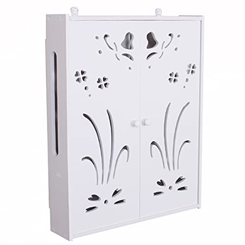 Wandmontierte Routerhalterung Schwimmende Regale WiFi Aufbewahrungsbox Hider Router Rack Desktop Aufbewahrungsbox Wandmontierte TV Set Top Box (Color : White-B, Size : 50x42x10cm) von OMGMTSTORE