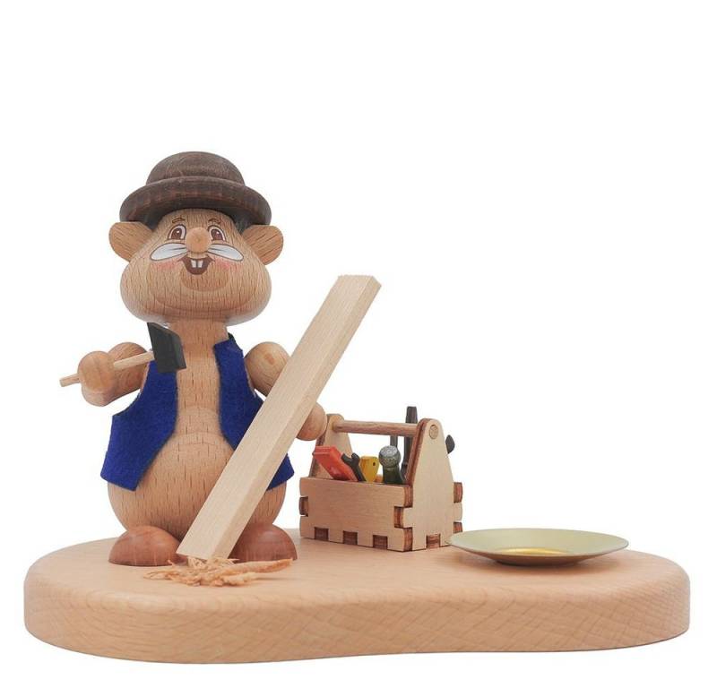 Schweda Räuchermännchen Hamster Mini - Handwerker mit Kerzenhalter von Schweda