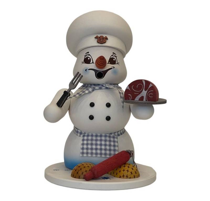 Schweda Räuchermännchen Kuhnert - Schneemann Räuchermann Weiß - Fleischer- 20 cm von Schweda
